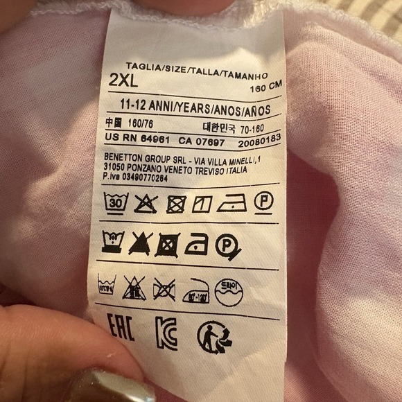 Benetton Little Girls Dress Gingham Ruffle Dress Off Shoulder Red Green Sz 11-12 - Picture 13 of 16